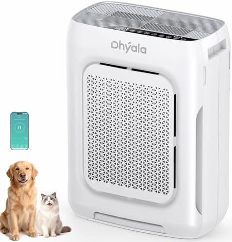 Air Purifier for Home Bedroom Large Room up to 3000Ft², HEPA Air Purifier with Washable Double-Sided Filters, Smart WiFi, AQI Display, Air Cleaner for Pets, Dust, Pollen, 15dB Sleep Mode, Fragrance by DHYALA