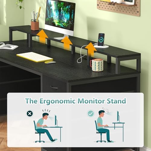 60" Computer Desk with 8 Drawers & Monitor Stand for Home Office, Bedroom - Image 7