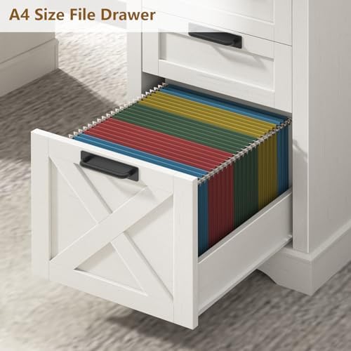 Vabches 60" Farmhouse Executive Desk with 8 Drawers, White and Brown - Image 5