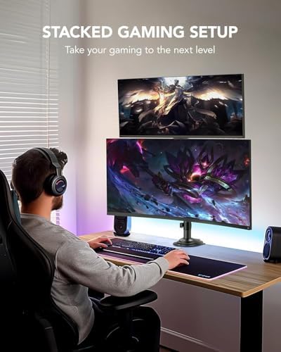 HUANUO 17-32 Inch Dual Monitor Stand, Stacked Monitor Mount, Monitor Arms for 2 Monitors, Ergonomic Adjustable Tilt/Swivel/Rotate, Weight Max 19.8 lbs, VESA 75/100mm - Image 5