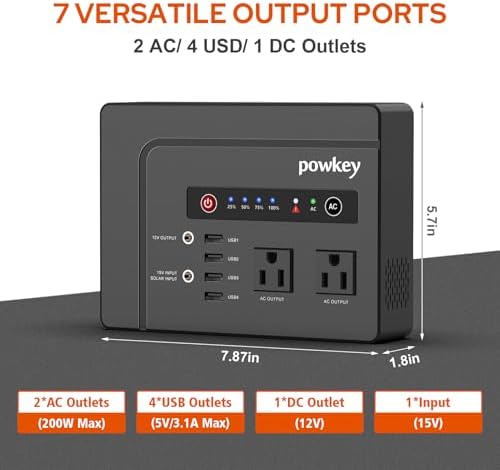 powkey 200W Portable Power Bank with Solar Panel 40W, 146Wh Power Station - Image 3