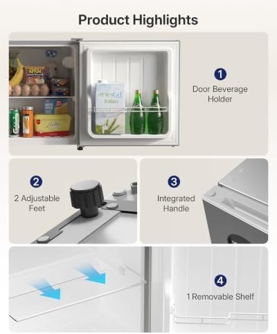 Upstreman 1.5 Cu.Ft All-Refrigerator Mini Fridge, Silver-CR16 - Image 5