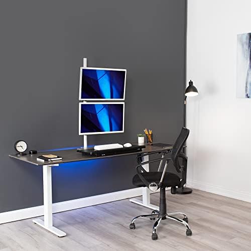 VIVO Extra Tall Vertically Stacked Dual Monitor Desk Mount Stand with 39 inch Stand-up Pole, Fully Adjustable Extended Arms, Fits 2 Screens up to 27 inches, White, STAND-V012TW - Image 4