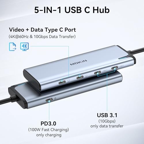 MOKiN USB C Splitter for Dual Monitors 4K@60Hz DP Alt Mode for Laptops - Image 2