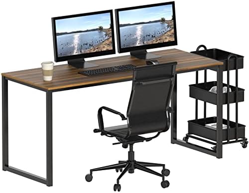 SHW Mission 55-Inch Home Office Computer Desk, Walnut - Image 6
