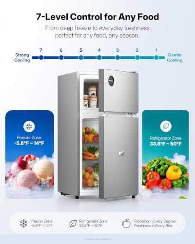 Upstreman Mini Fridge with Freezer, 3.0 Cu.Ft Refrigerator with 2 Doors - Image 4