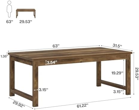 Tribesigns Modern Computer Desk, 63 x 31.5 inch Large Office Desk Computer Table Study Writing Table Workstation for Home Office, Brown Wood - Image 2
