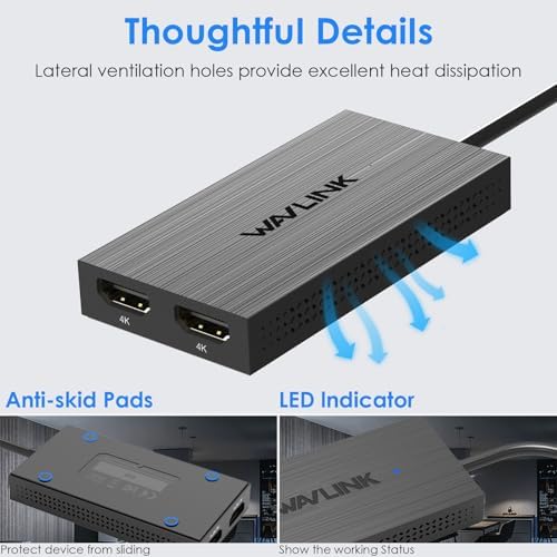 WAVLINK USB 3.0 or USB C to Dual HDMI 4K@60hz Splitter Extended Display for Dual Monitor, Displaylink Adapter Two HDMI 4K 60Hz for Apple Mac M1-M5/Macbook Neo or Windows 10/11,Driver Required - Image 6