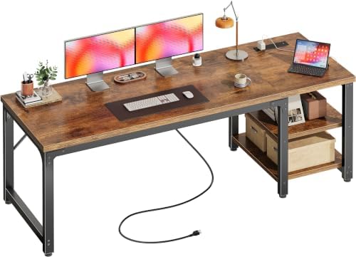 Huuger 63'' x 19.7'' Computer Desk with Power Outlets, 0.95'' Thick Desktop by Huuger