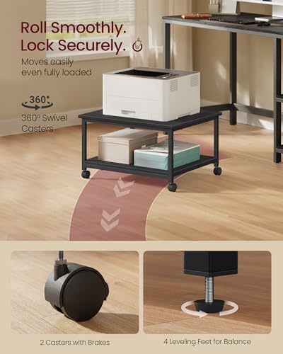 VASAGLE 2-Tier Printer Stand with Locking Wheels, Under Desk Printer Table - Image 6