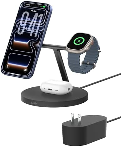Belkin Qi2 15W Wireless Charging Station, 3 in 1 iPhone Charger by Unknown