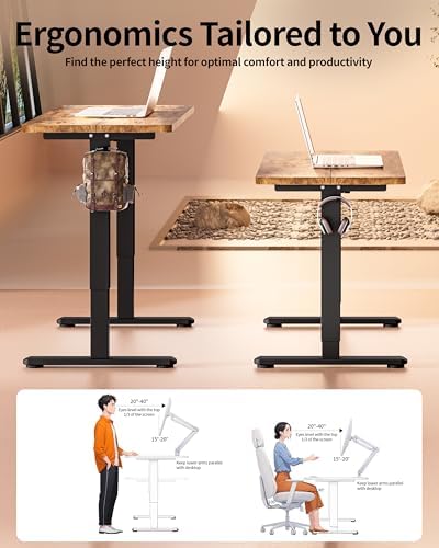 BIZUM Standing Desk Electric Adjustable Computer Desk-Stand up Desk Office Gaming Home Office Memory Desks 48x24 inches Black Frame/Rustic Brown Top - Image 4