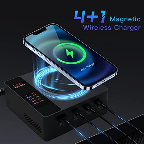 ISDT Power 200H 200W USB C Desktop Charging Station - 4+1 Ports PD3.0 Compatible with MacBook Pro/Air, iPad, iPhone, Galaxy, Pixel with Power Adapter Magnetic Wireless Charger - Image 6