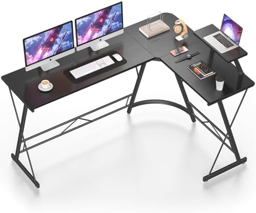 Mr IRONSTONE 63" L Shaped Computer Desk, Corner Desk, Home Office Desk, Gaming Writing Workstation with Large Monitor Stand, Easy to Assemble, Black by MrIRONSTONE