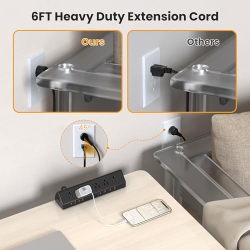 VILONG Desk Clamp Power Strip USB C 65W,Edge Mount Outlet,6FT,Black - Image 5