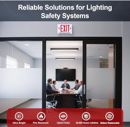 UL Emergency Exit sign with Lights Battery Backup Hardwired 120/277V, 1PC - Image 2
