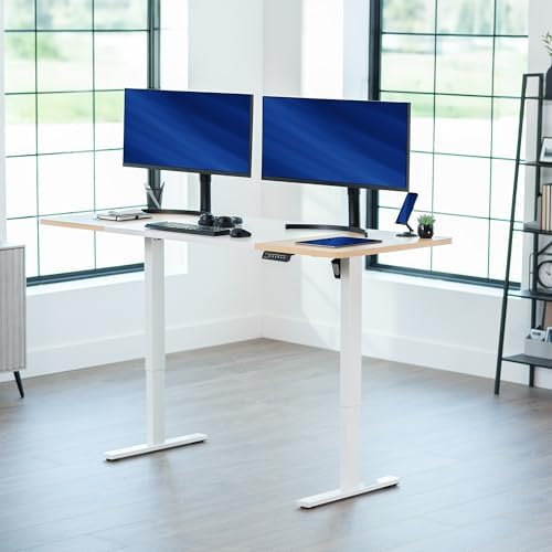 VIVO White/Light Wood 71 x 30 in Standing Desk, DESK-KIT-1W7WC - Image 2