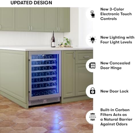 Zephyr Presrv 24" Wine Fridge Single Zone Under Counter - Countertop Wine Cooler Cellars Cabinet Wine Beverage Refrigerator Home Bar Chiller Freestanding with Glass Door, 53 Bottles 750ml - Image 6