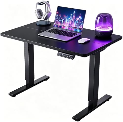 Electric Standing Desk, 32" x 24" Adjustable Height Sit Stand Desk, Small Space Workstation, Compact Computer Desk for Home Office, Stable Steel Frame (Black) by Unknown