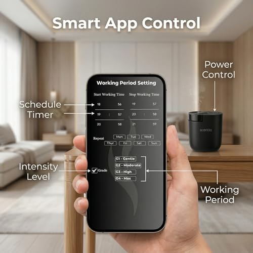 Waterless Plug-in Cold-Air Scent Diffuser, App Control, 600 Sq. Ft, Black - Image 5
