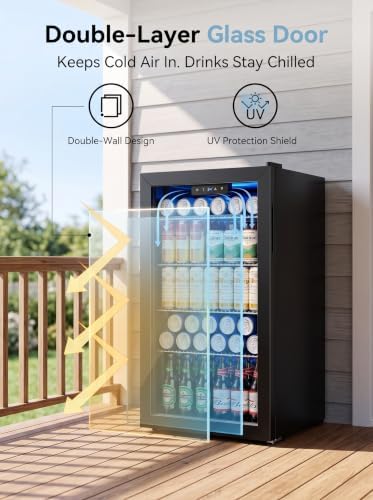 Icyglee 126 Can Mini Fridge, 3.2 Cu.Ft Beverage Refrigerator, NEW Black - Image 4