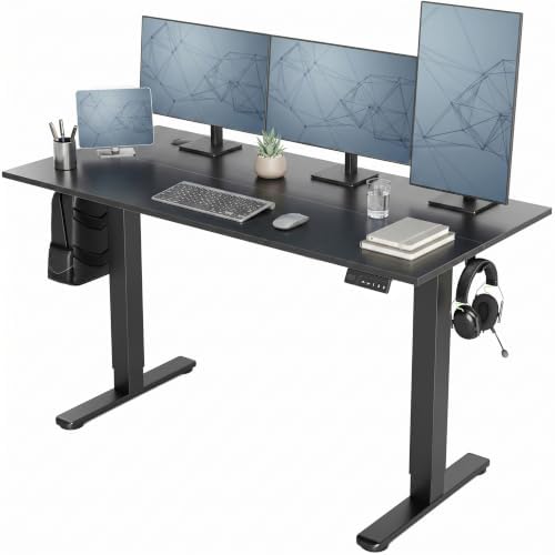 Claiks Electric Standing Desk, 55x24 Inch, Black by CLAIKS