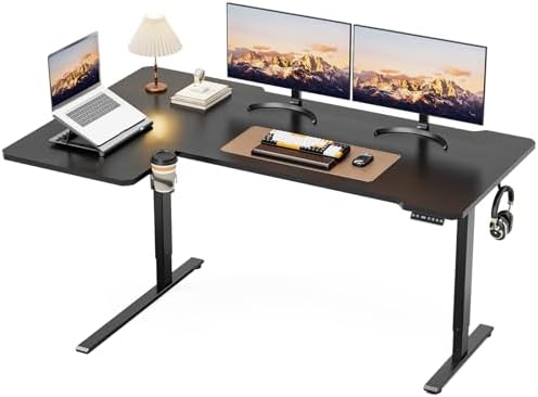 Acrolix L Shaped Electric Standing Desk,71x43.5 Reversible,Black by Acrolix