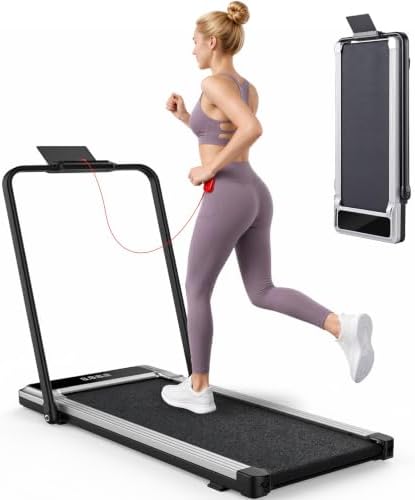 Foldable Walking Pad Treadmill for Home Office with Handle Bar, 3-in-1 Portable Treadmill Under Desk, Low Noise Operation, Remote Control & LED Display, Black by Relaxinsideexploreoutside