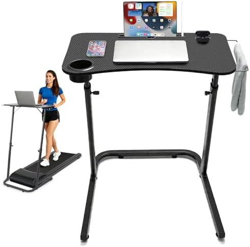 Stepwaver Treadmill Desk, Small Standing Desk for Walking Pad, 30-47 Inch Adjustable Height Walking Pad Stand for Treadmill, Portable Standing Table for Bike - Black by Stepwaver