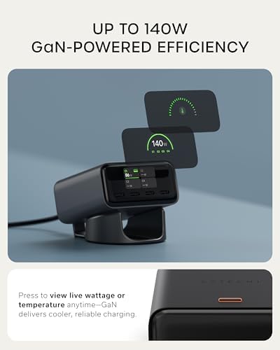 Satechi ChargeView 140W GaN Charger, Live Power Display, Space Black - Image 3