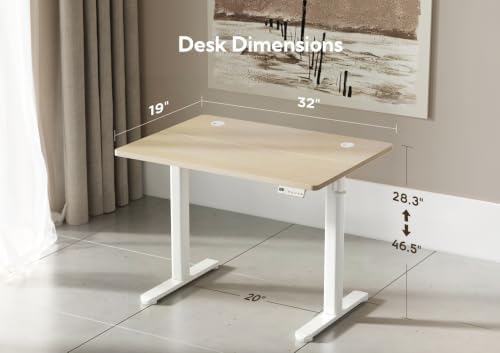 Claiks Electric Height Adjustable Standing Desk, 32x19 Inch, Nature - Image 3