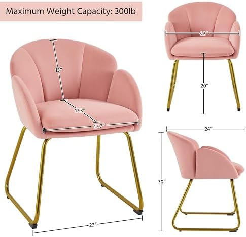 Yaheetech Flower Shape Vanity Chair with Petal Armrests, Pink - Image 3