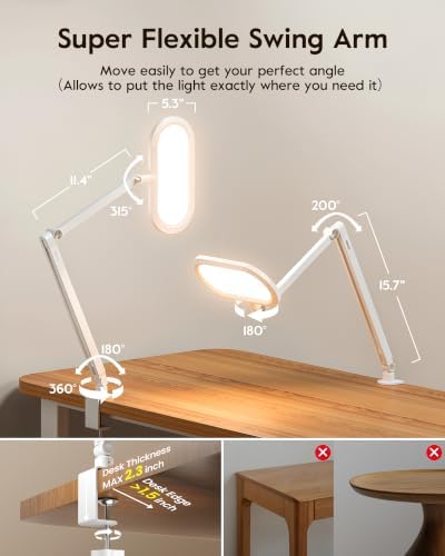 LitONES LED Desk Lamp with Clamp and Stepless Remote, Dual-Sided Soft Light - Image 6