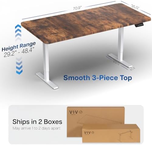 VIVO Rustic Vintage Brown 71 x 36 in Standing Desk, DESK-KIT-1W7N-36 - Image 3