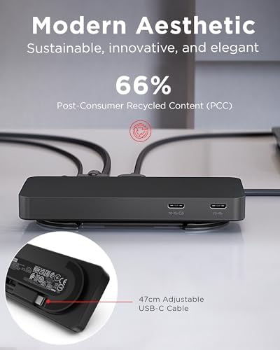 Lenovo USB-C Dual Display Travel Dock - 7 Ports, Integrated Cable, Universal Compatibility, Two displays at 4K - Black - Image 3