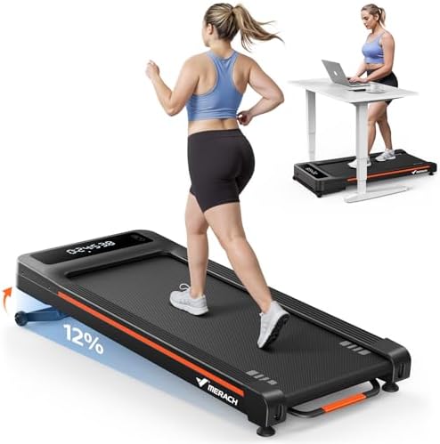 MERACH NovaWalk W50 TrekPad, 12% Auto Incline Walking Pad Treadmills for Home, 400lbs Capacity, Under Desk Treadmill with Remote & LED by MERACHFITNESS