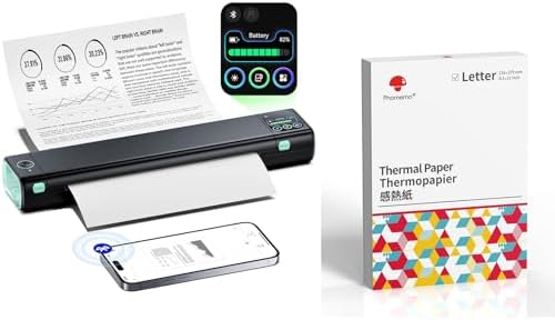 Phomemo 100 Sheets Thermal Paper 8.5 x 11 Inch & Upgraded M08D Thermal Inkless Portable Printer by Phomemo