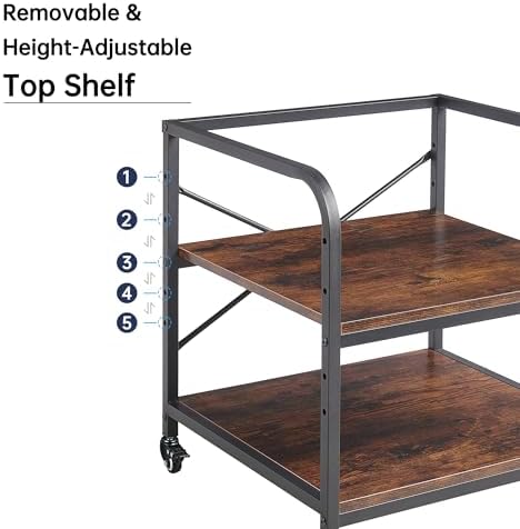 Fannova Large Size Under Desk Printer Stand, Height Adjustable Top Shelf - Image 3