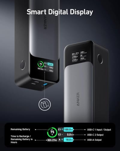 Anker 737 Power Bank, 140W 24,000mAh 3-Port Laptop Charger, Smart Display - Image 5