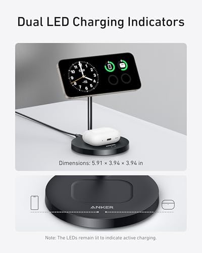 Anker MagGo 2-in-1 MagSafe Compatible Qi2 15W Wireless Charging Stand - Image 5
