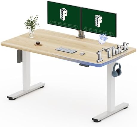 FLEXISPOT 55"x28" Electric Standing Desk, White Wood Grain by Unknown