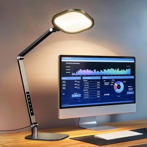 LitONES Desk Lamp for Home Office, Tall Computer Ring Light with CRI 97.8 by LitONES