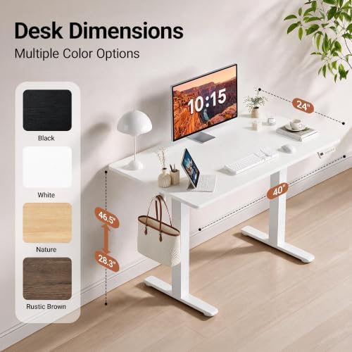 Claiks 40 x 24 Inch White Electric Standing Desk - Image 3