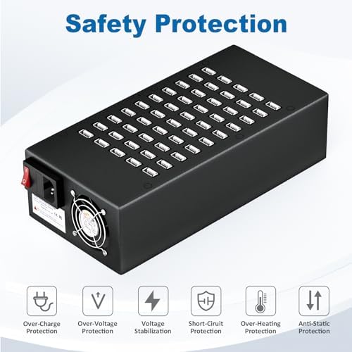 50 Port 200 Watt (40A) USB Charging Station, USB Fast Charger with Intelligent Protection, Multiple USΒ Desktop Chargers, Suitable for Hotels, Shops, Schools, Shopping Malls - Image 4