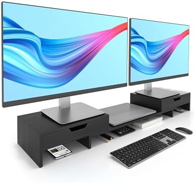 Epesoware Dual Monitor Riser with Two Drawer for Desk, No Assembly Required by Epesoware