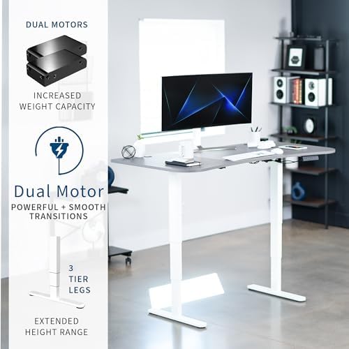 VIVO Dark Gray 63 x 32 in Standing Desk, DESK-KIT-2W1G - Image 4
