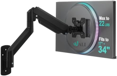 WALI Single Monitor Wall Mount for 17-34 inch Computer Screens，up to 22 lbs by WALI