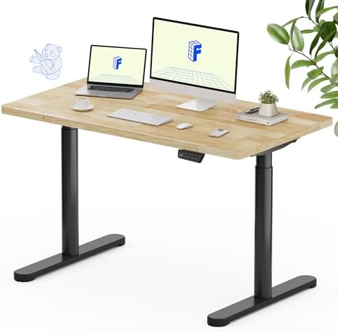FLEXISPOT 48" x 24" Solid Wood Standing Desk, Black Oval Legs by Unknown