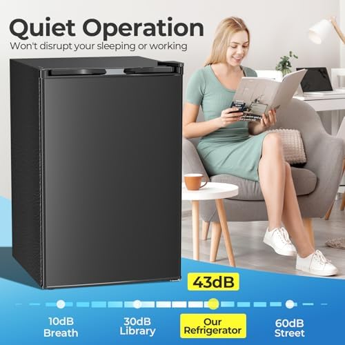 Electactic Compact Refrigerator 4.4 Cu.ft Mini Fridge, Single Door Refrigerator with Adjustable Temperature Settings, Low Noise, for Bedroom, Office, Dorm Black - Image 4