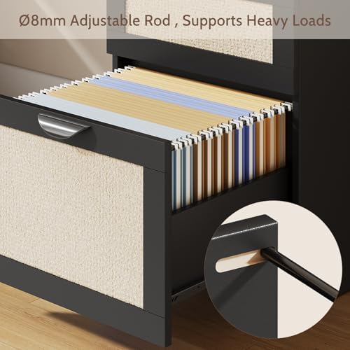 Farmhouse Computer Desk with Drawers and Power Outlets, 60” Home Office Desk with Adjustable File Drawer, Cat Scratching Pad, Printer Stand, Shelves & Monitor Riser, Black - Image 4
